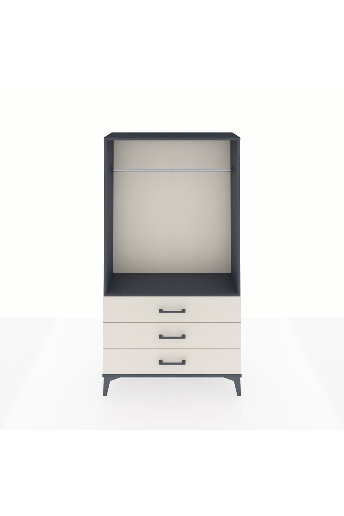 Arges Dolap Tek Raflı 3 Çekmeceli Tek Askılı 88x30x163 - S21M147V4A