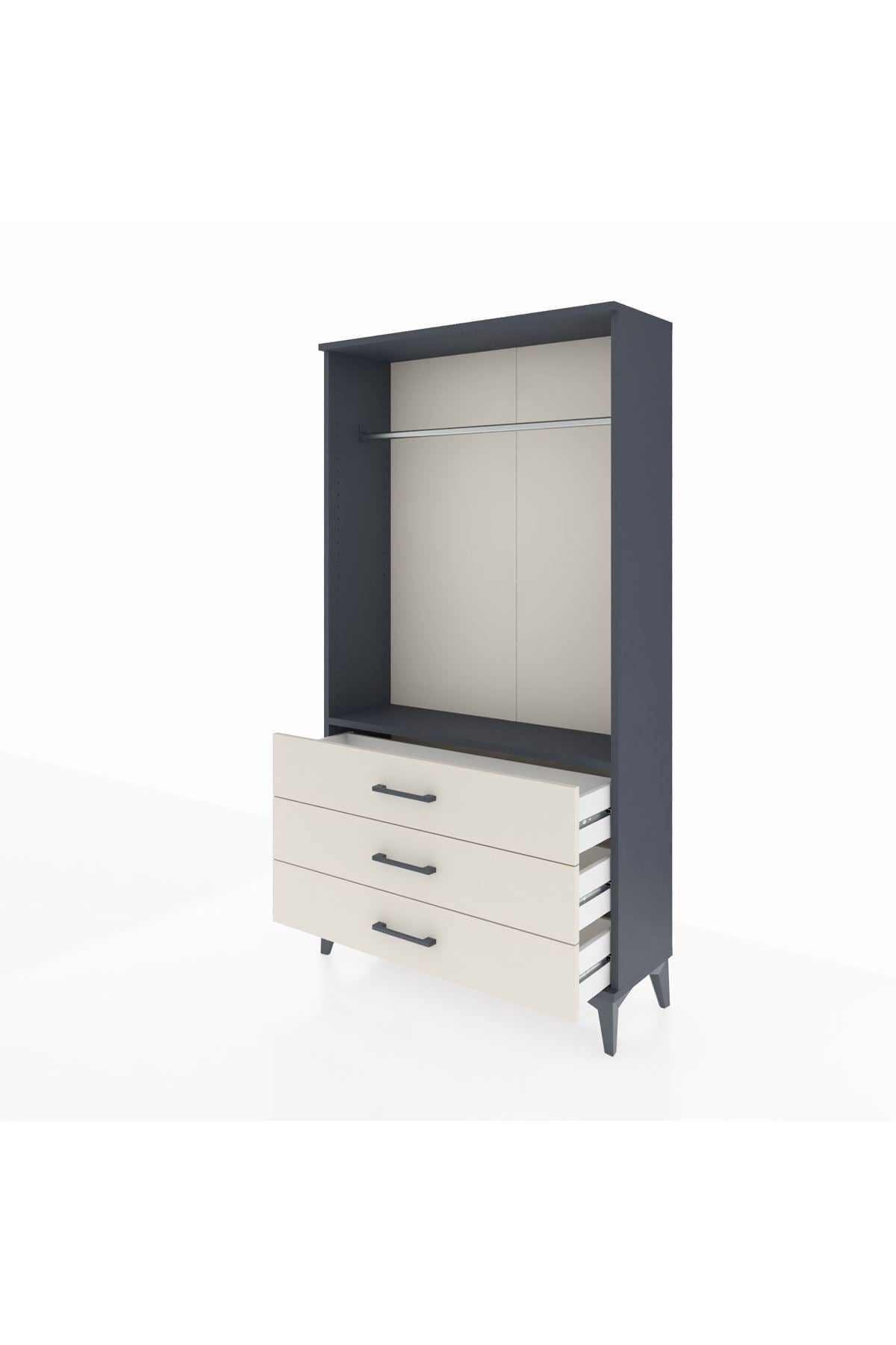 Arges Dolap Tek Raflı 3 Çekmeceli Tek Askılı 88x30x163 - S21M147V4A