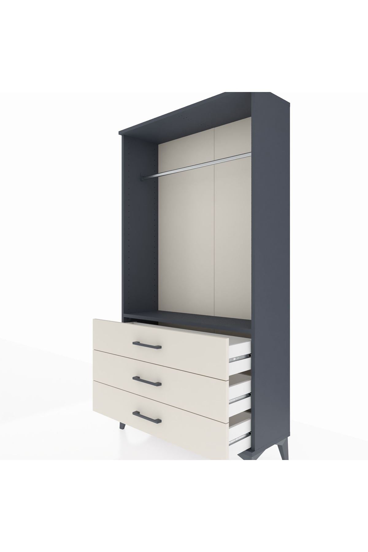 Arges Dolap Tek Raflı 3 Çekmeceli Tek Askılı 88x30x163 - S21M147V4A