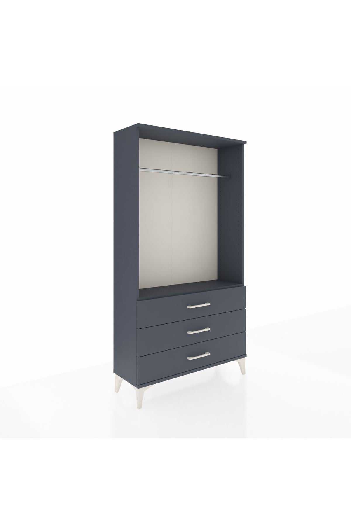 Arges Dolap Tek Raflı 3 Çekmeceli Tek Askılı 88x30x163 - S21M147V5A