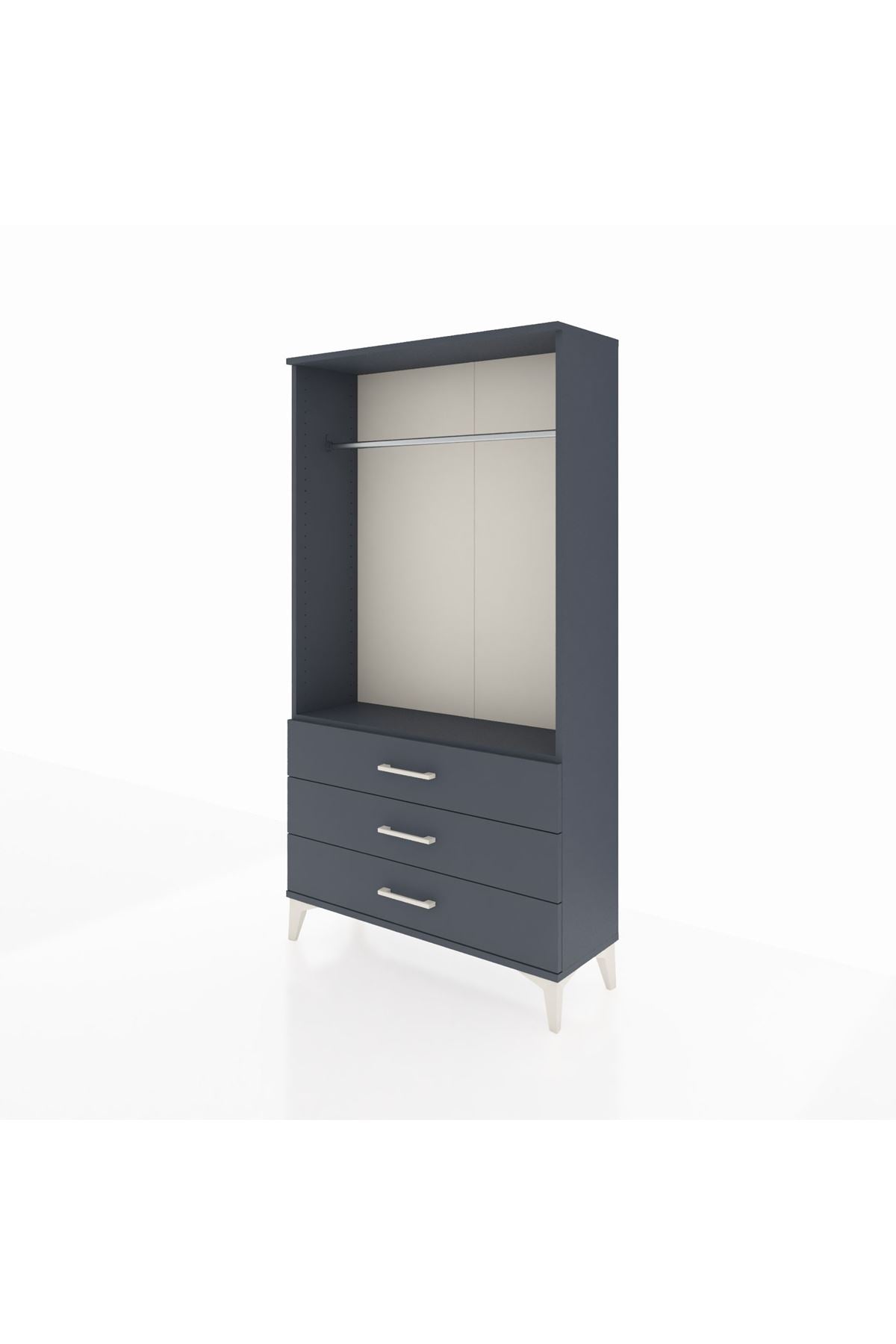 Arges Dolap Tek Raflı 3 Çekmeceli Tek Askılı 88x30x163 - S21M147V5A
