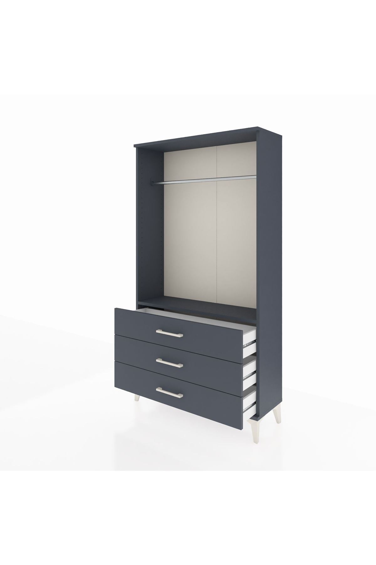 Arges Dolap Tek Raflı 3 Çekmeceli Tek Askılı 88x30x163 - S21M147V5A