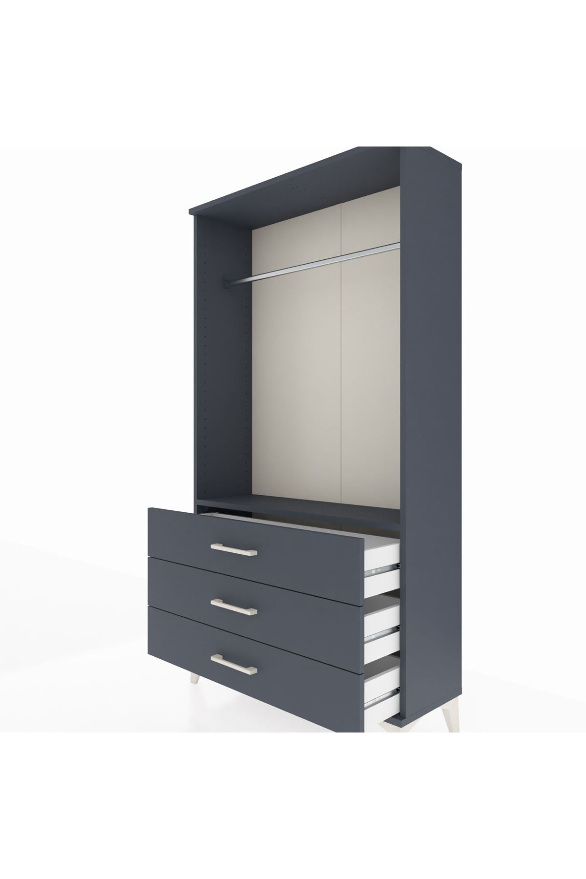 Arges Dolap Tek Raflı 3 Çekmeceli Tek Askılı 88x30x163 - S21M147V5A