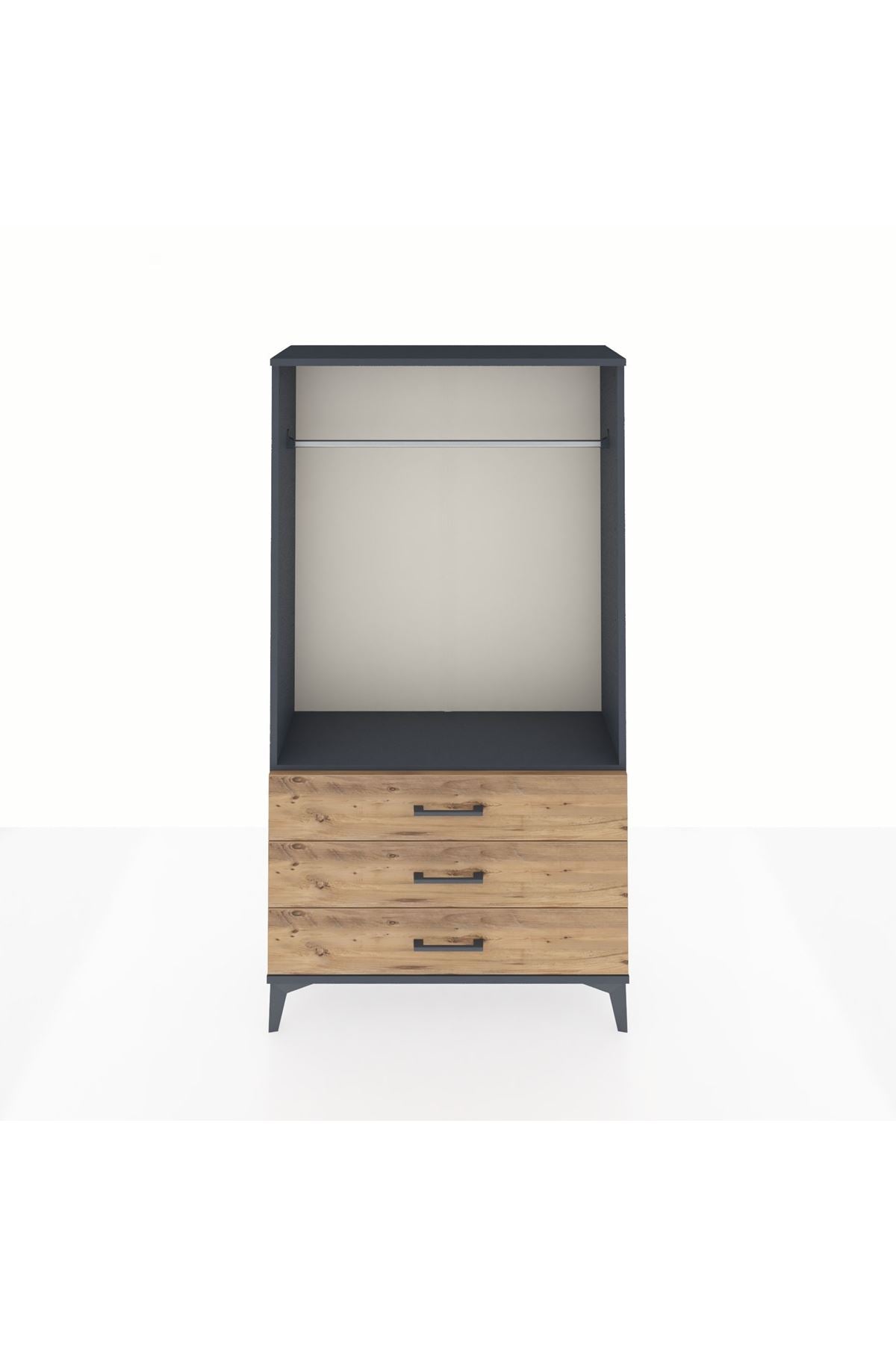 Arges Dolap Tek Raflı 3 Çekmeceli Tek Askılı 88x30x163 - S21M147V6A