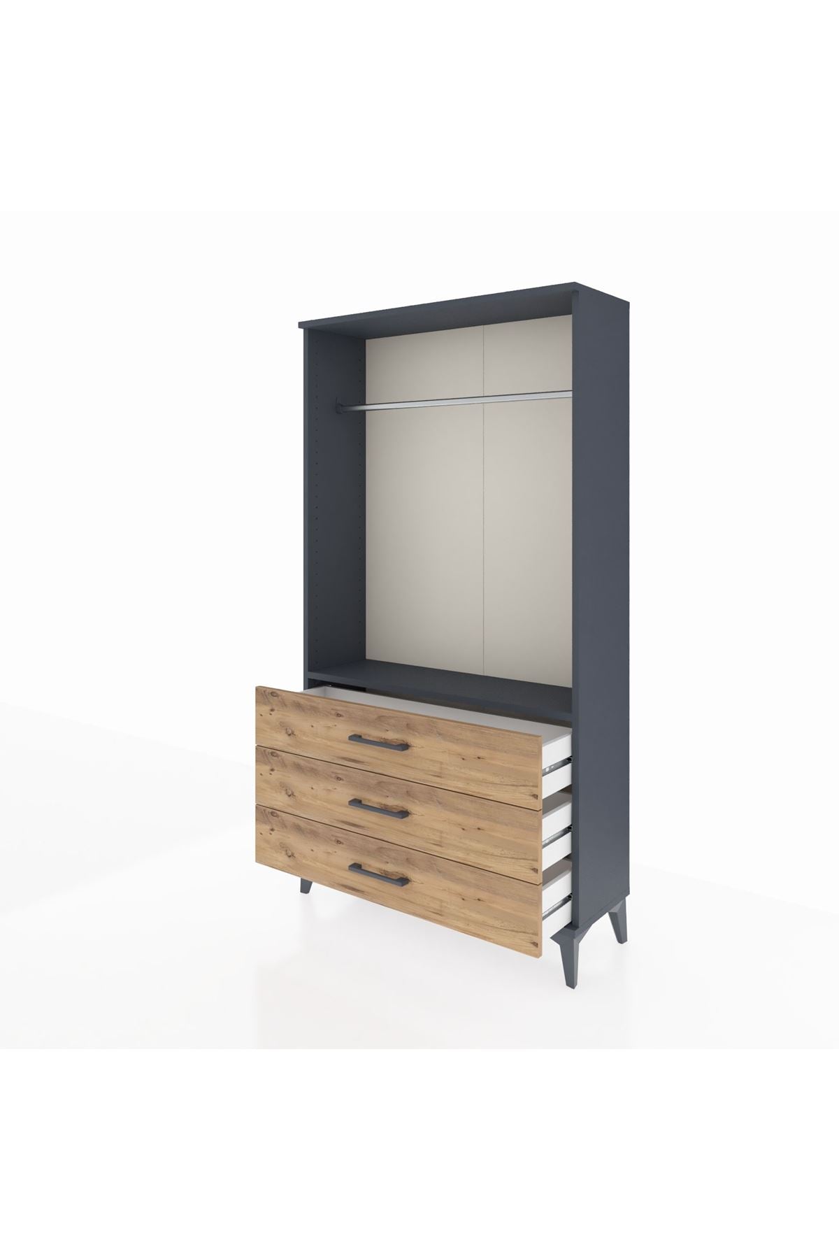 Arges Dolap Tek Raflı 3 Çekmeceli Tek Askılı 88x30x163 - S21M147V6A