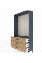 Arges Dolap Tek Raflı 3 Çekmeceli Tek Askılı 88x30x163 - S21M147V6A