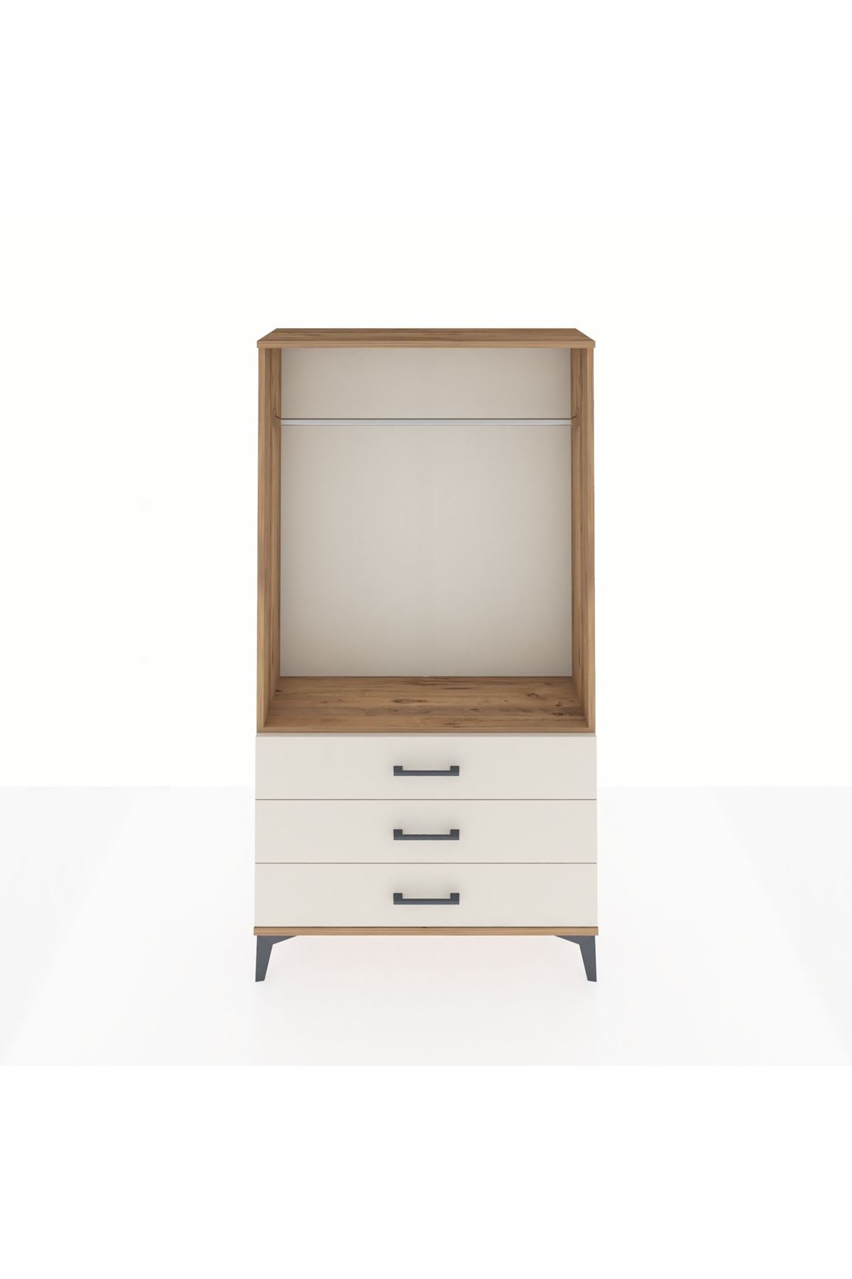 Arges Dolap Tek Raflı 3 Çekmeceli Tek Askılı 88x30x163 - S21M147V7A