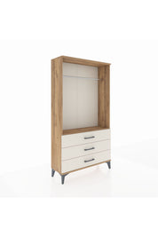 Arges Dolap Tek Raflı 3 Çekmeceli Tek Askılı 88x30x163 - S21M147V7A