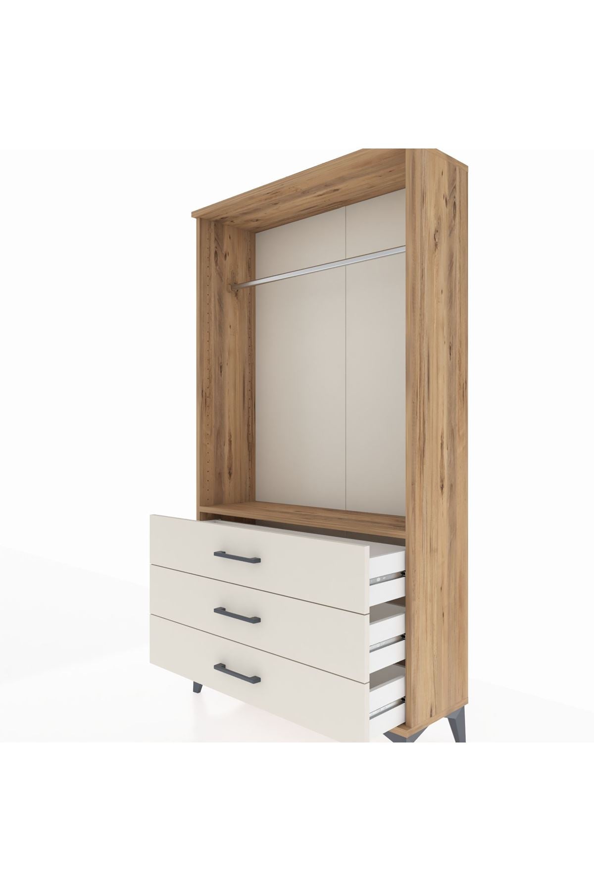 Arges Dolap Tek Raflı 3 Çekmeceli Tek Askılı 88x30x163 - S21M147V7A