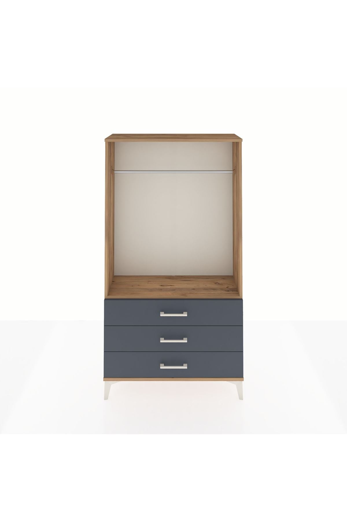 Arges Dolap Tek Raflı 3 Çekmeceli Tek Askılı 88x30x163 - S21M147V8A