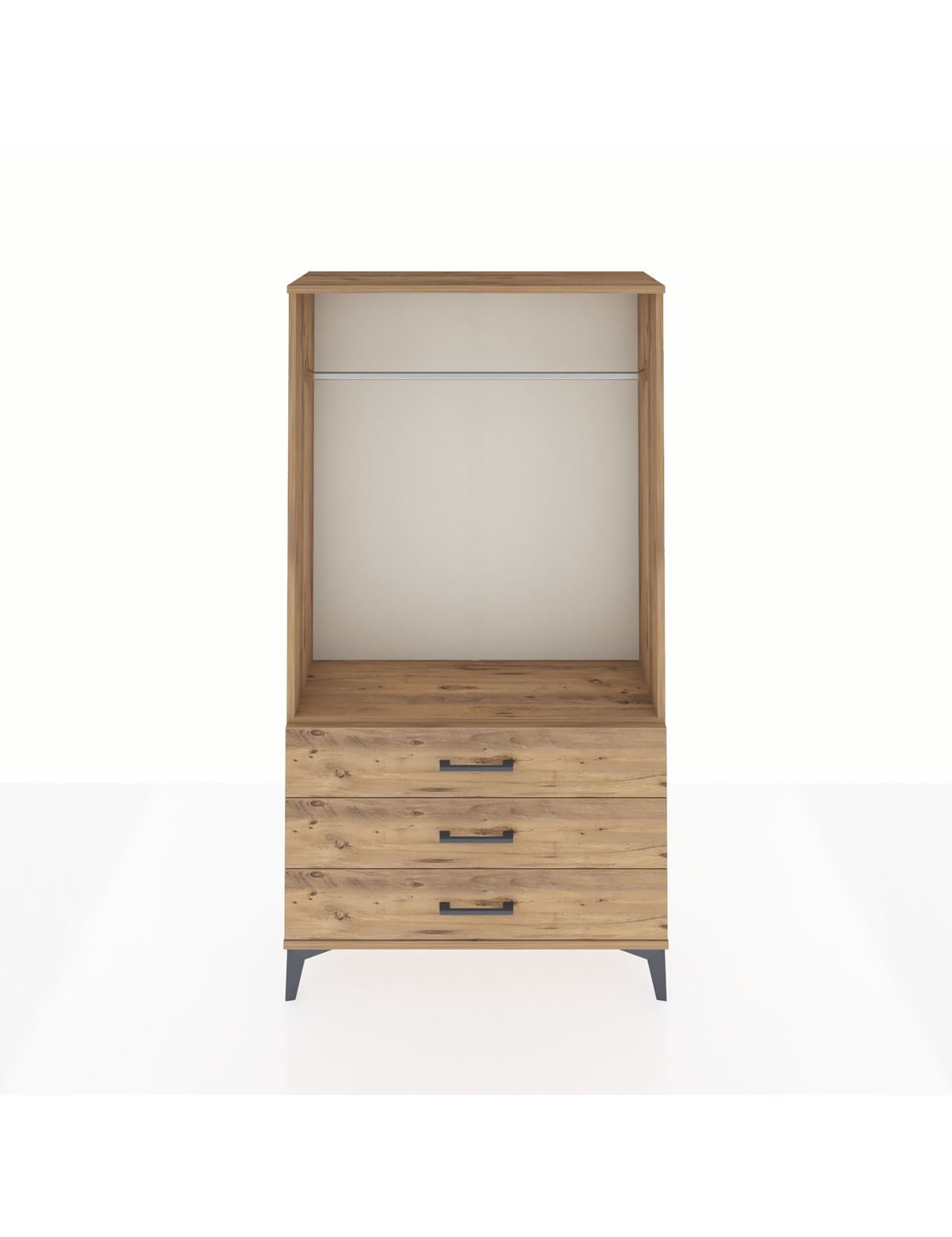 Arges Dolap Tek Raflı 3 Çekmeceli Tek Askılı 88x30x163 - S21M147V9A