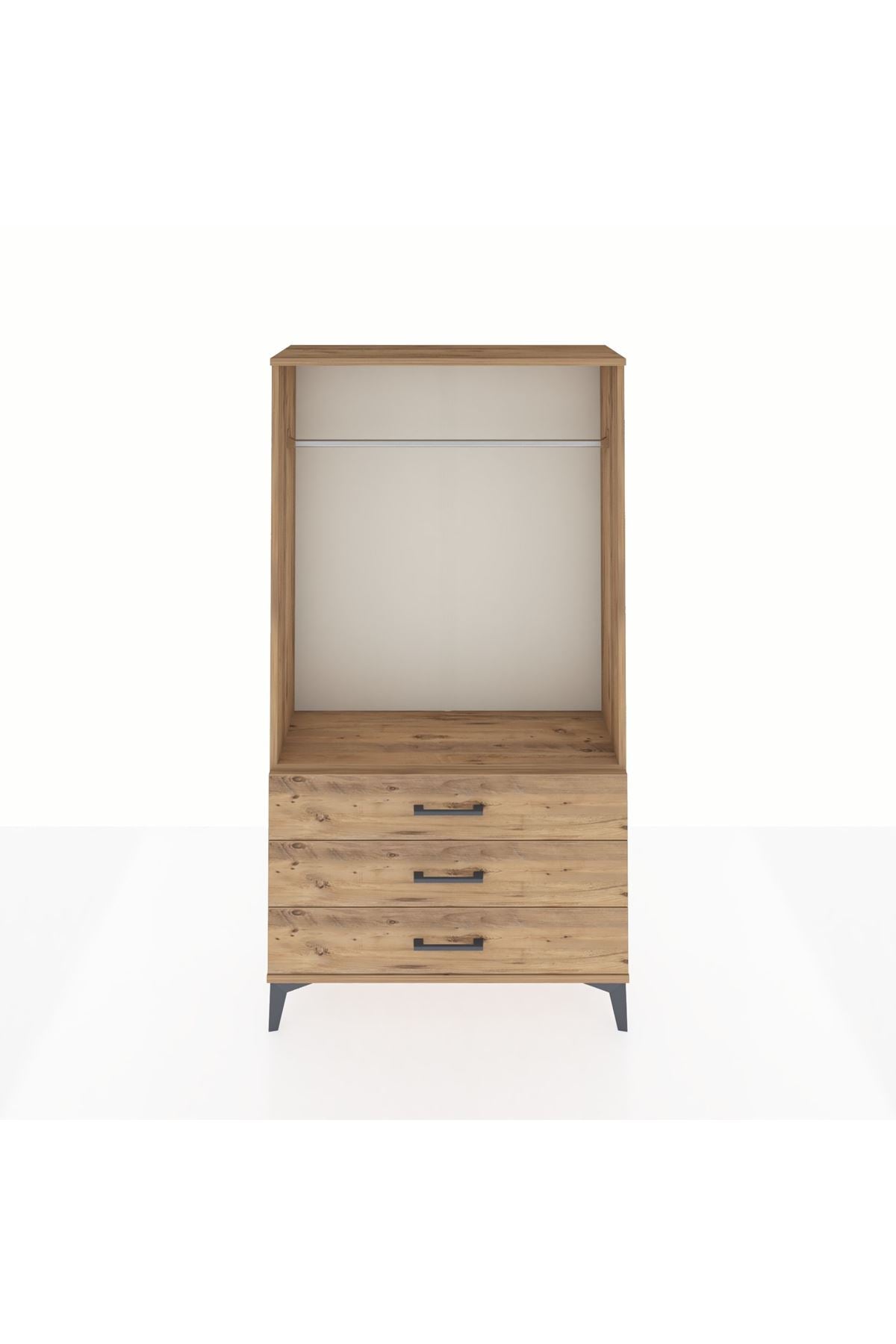 Arges Dolap Tek Raflı 3 Çekmeceli Tek Askılı 88x30x163 - S21M147V9A
