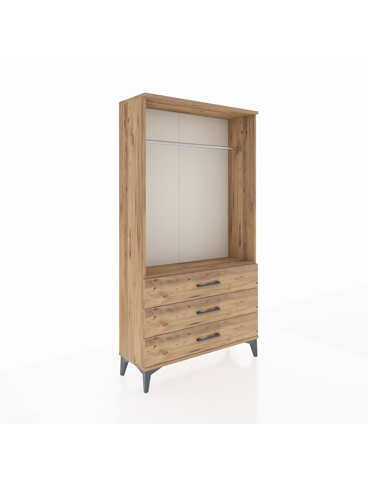 Arges Dolap Tek Raflı 3 Çekmeceli Tek Askılı 88x30x163 - S21M147V9A