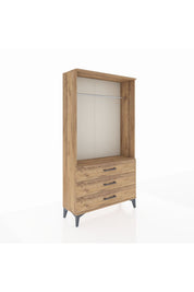 Arges Dolap Tek Raflı 3 Çekmeceli Tek Askılı 88x30x163 - S21M147V9A