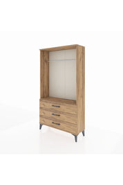 Arges Dolap Tek Raflı 3 Çekmeceli Tek Askılı 88x30x163 - S21M147V9A