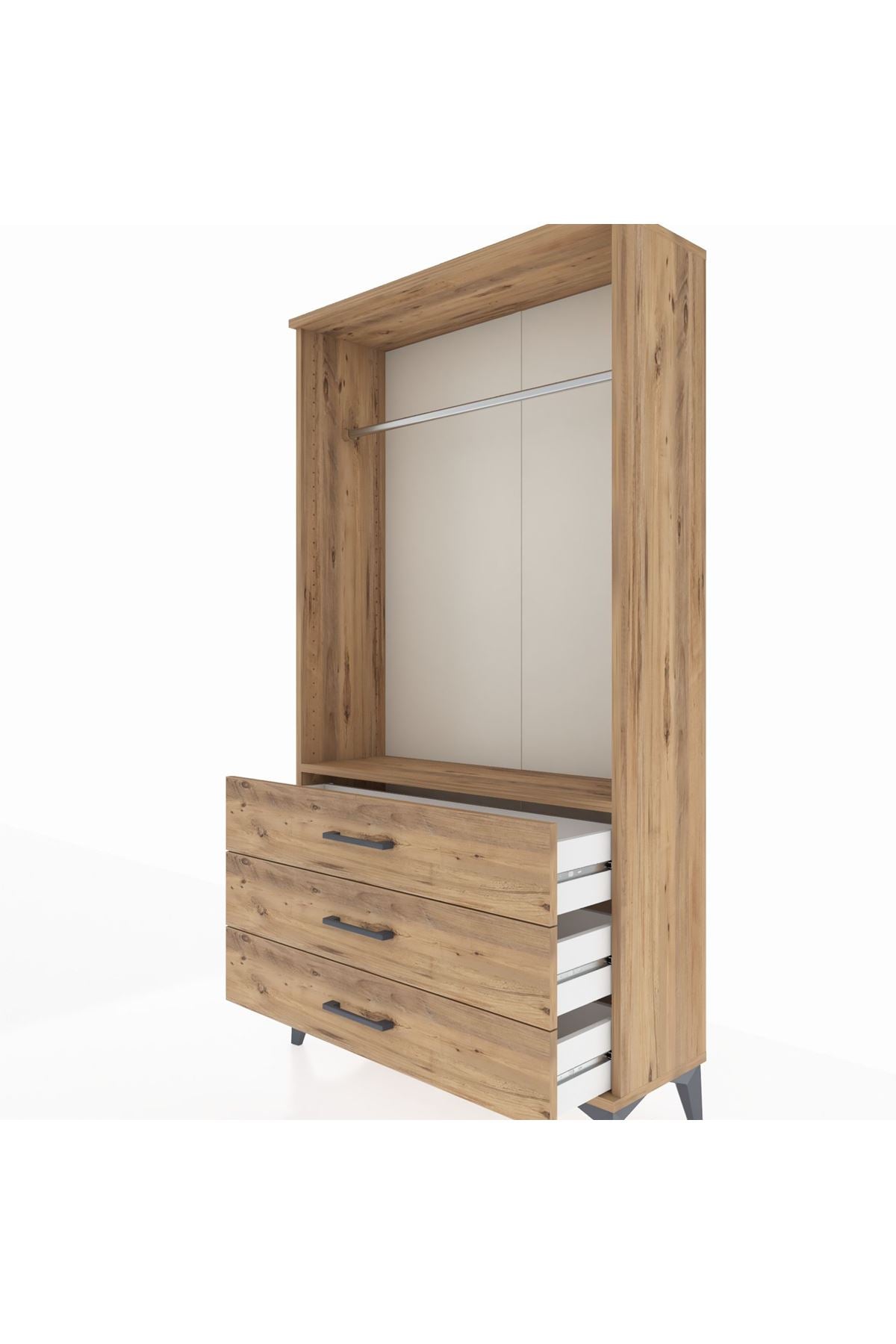 Arges Dolap Tek Raflı 3 Çekmeceli Tek Askılı 88x30x163 - S21M147V9A