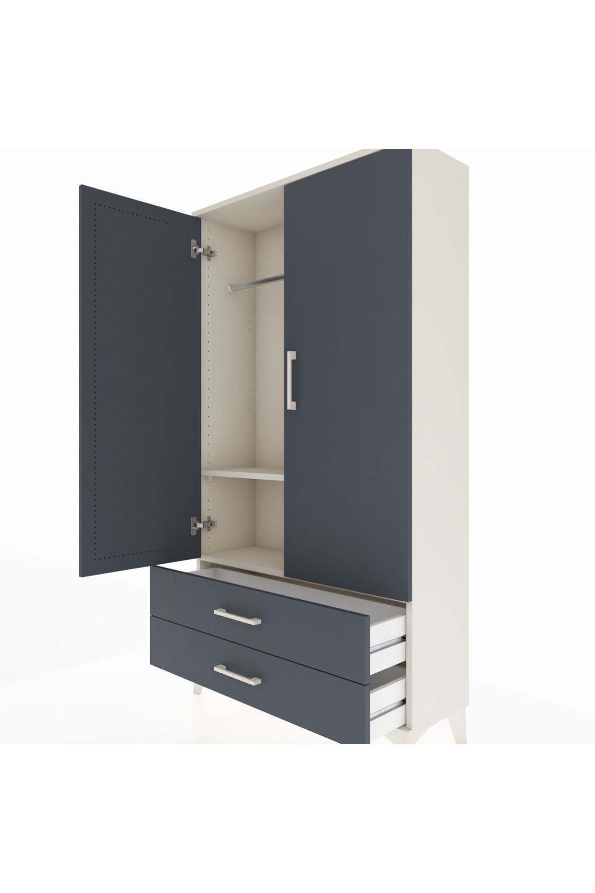 Arges Dolap 2 Raflı 2 Çekmeceli Tek Askılı 88x30x163 - S21M148V2A