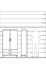 Arges Dolap 2 Raflı 2 Çekmeceli Tek Askılı 88x30x163 - S21M148V5A