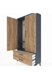 Arges Dolap 2 Raflı 2 Çekmeceli Tek Askılı 88x30x163 - S21M148V6A