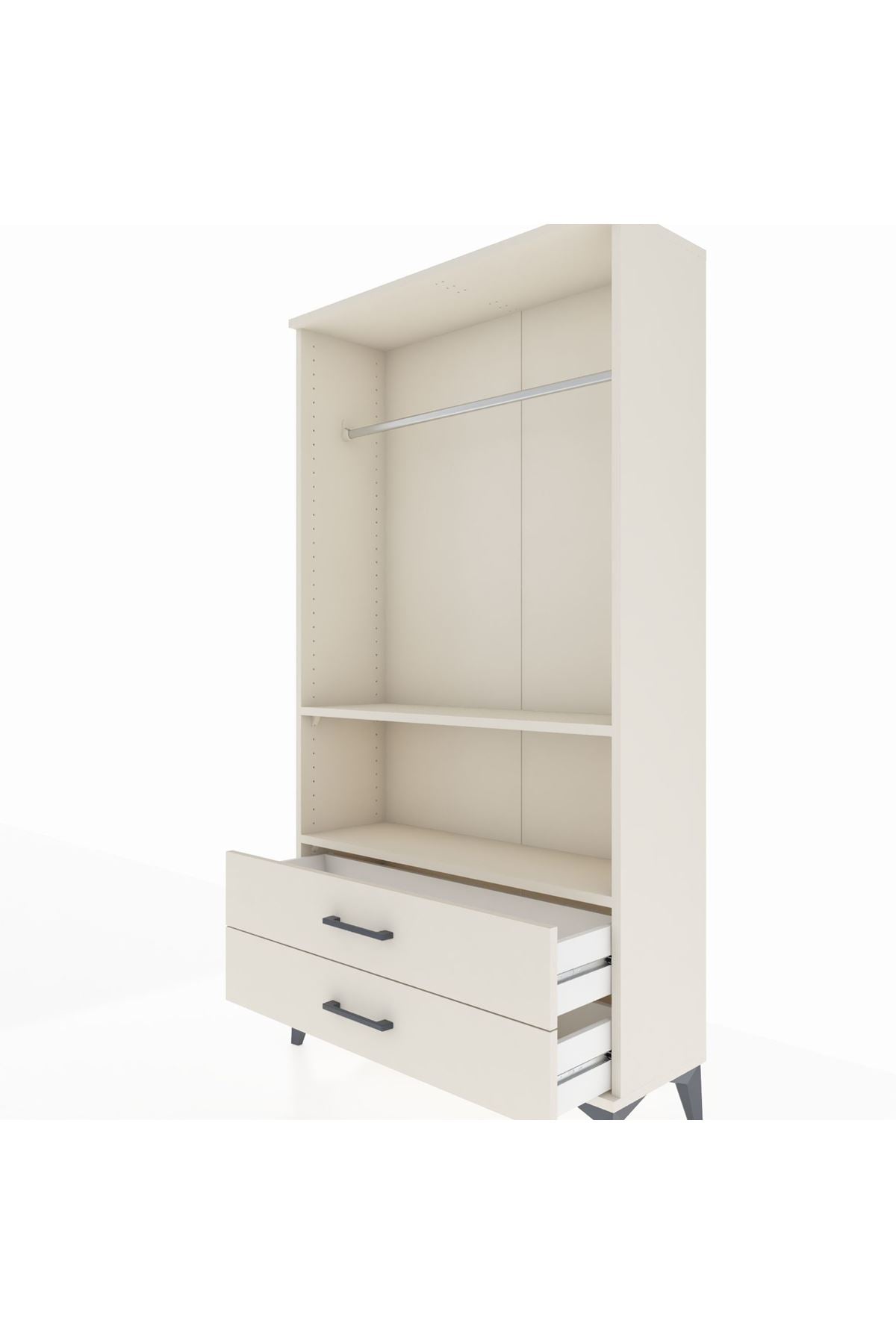 Arges Dolap 2 Raflı 2 Çekmeceli Tek Askılı 88x30x163 - S21M149V1A