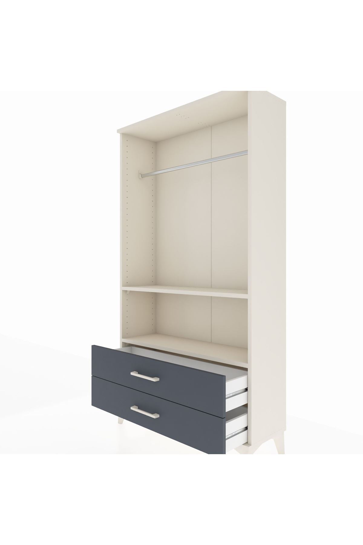 Arges Dolap 2 Raflı 2 Çekmeceli Tek Askılı 88x30x163 - S21M149V2A