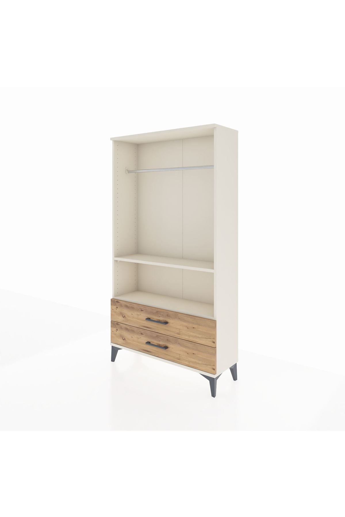 Arges Dolap 2 Raflı 2 Çekmeceli Tek Askılı 88x30x163 - S21M149V3A
