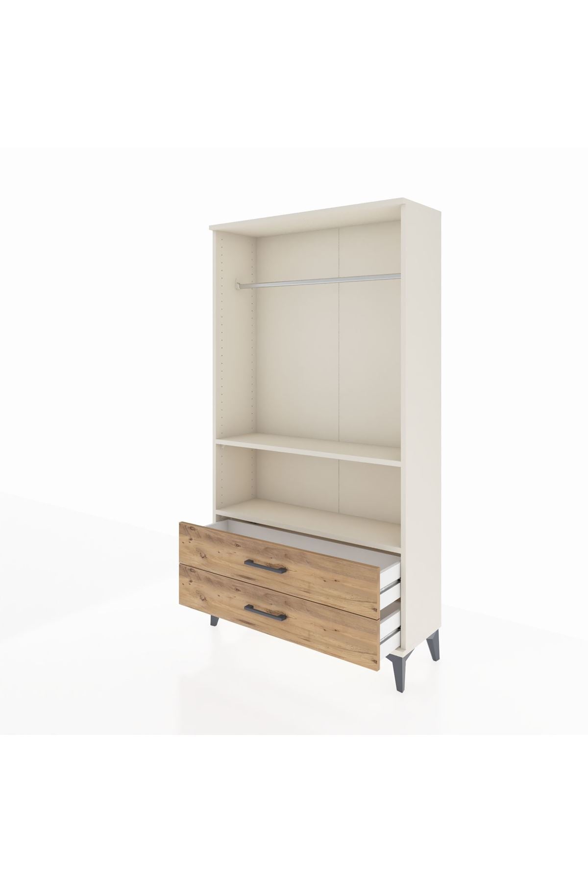 Arges Dolap 2 Raflı 2 Çekmeceli Tek Askılı 88x30x163 - S21M149V3A