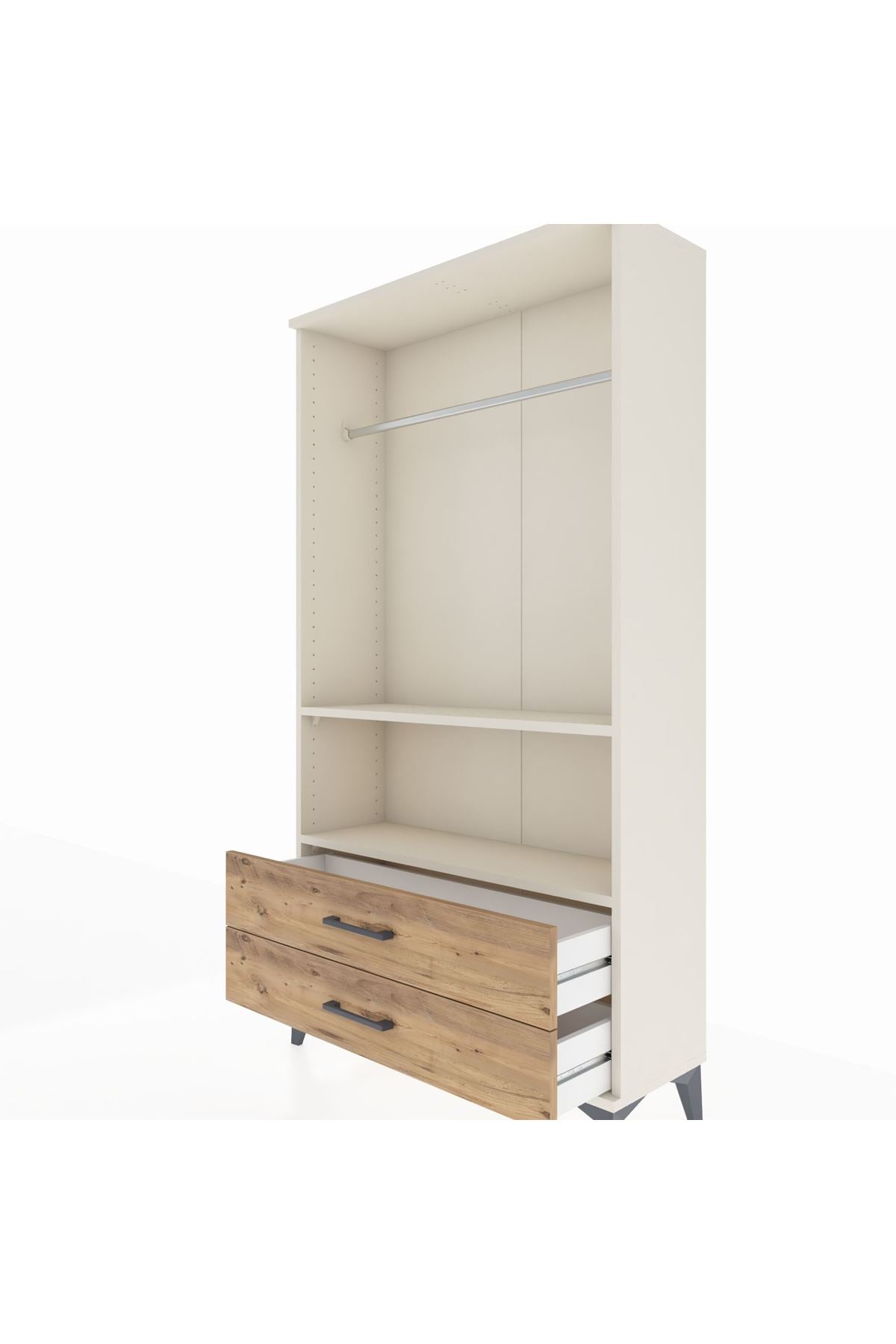 Arges Dolap 2 Raflı 2 Çekmeceli Tek Askılı 88x30x163 - S21M149V3A