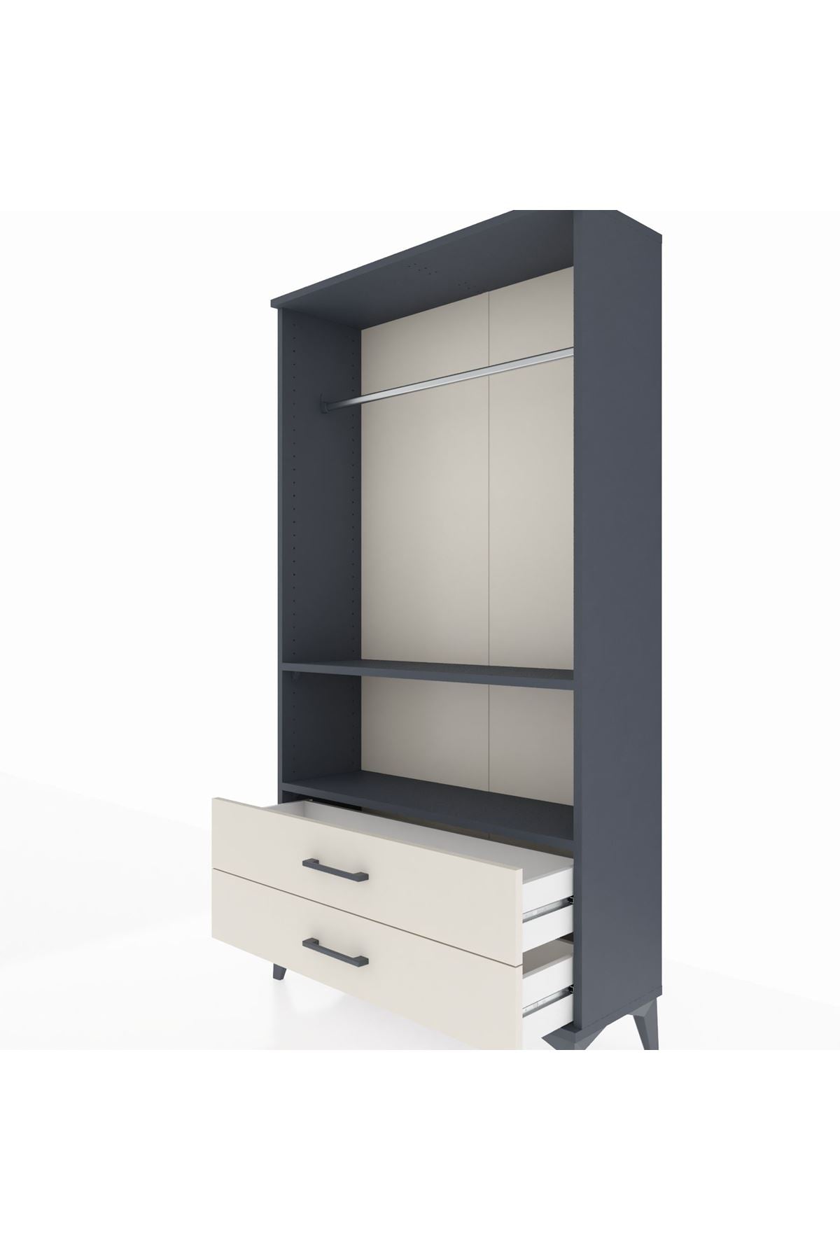 Arges Dolap 2 Raflı 2 Çekmeceli Tek Askılı 88x30x163 - S21M149V4A