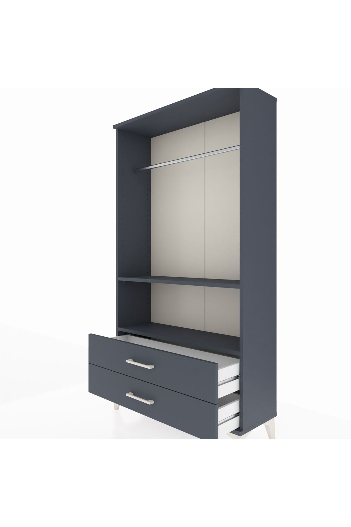 Arges Dolap 2 Raflı 2 Çekmeceli Tek Askılı 88x30x163 - S21M149V5A