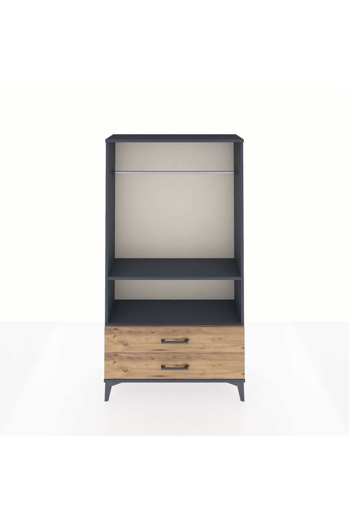 Arges Dolap 2 Raflı 2 Çekmeceli Tek Askılı 88x30x163 - S21M149V6A