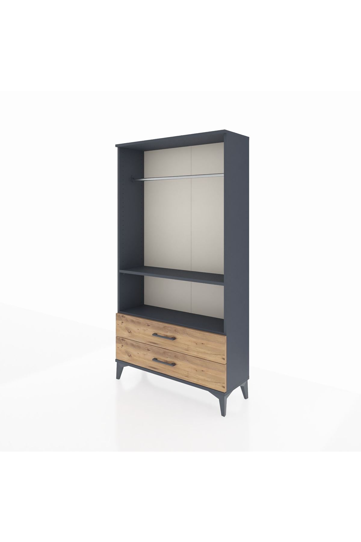 Arges Dolap 2 Raflı 2 Çekmeceli Tek Askılı 88x30x163 - S21M149V6A