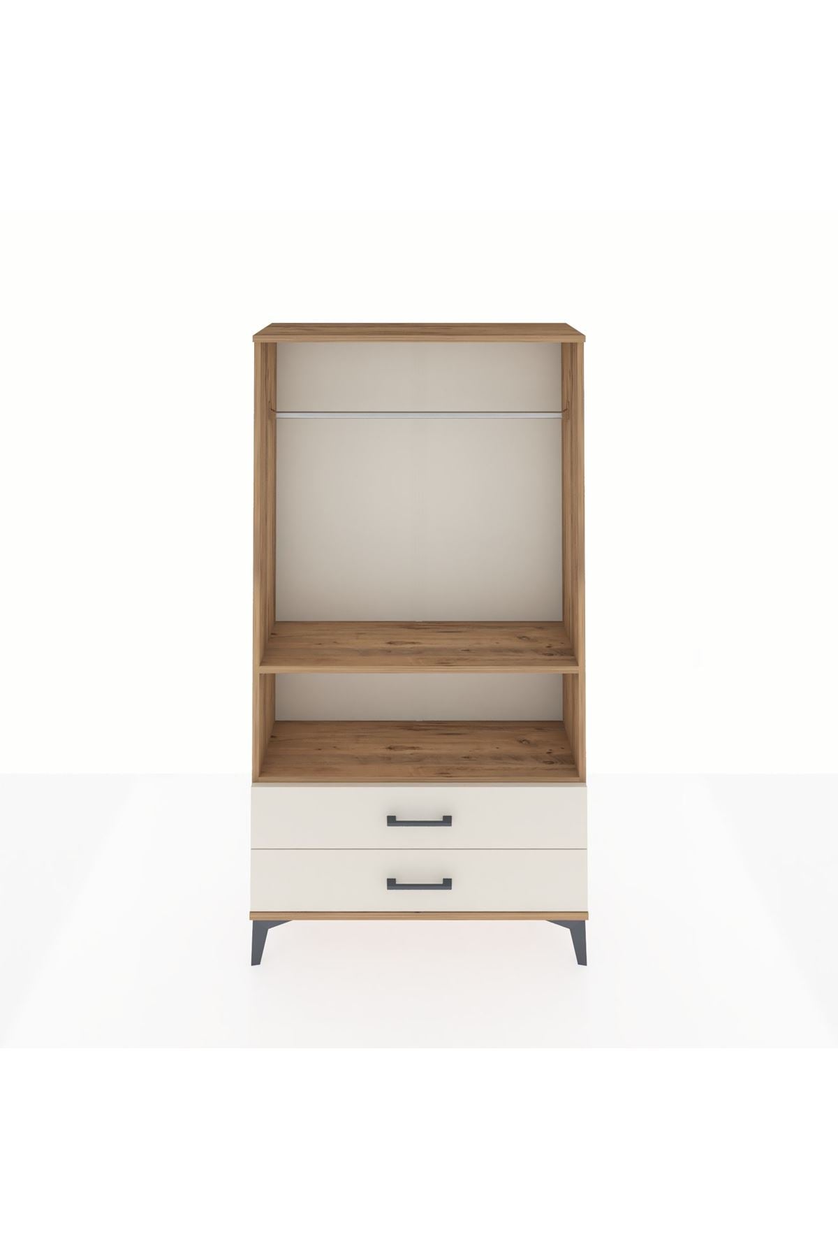 Arges Dolap 2 Raflı 2 Çekmeceli Tek Askılı 88x30x163 - S21M149V7A