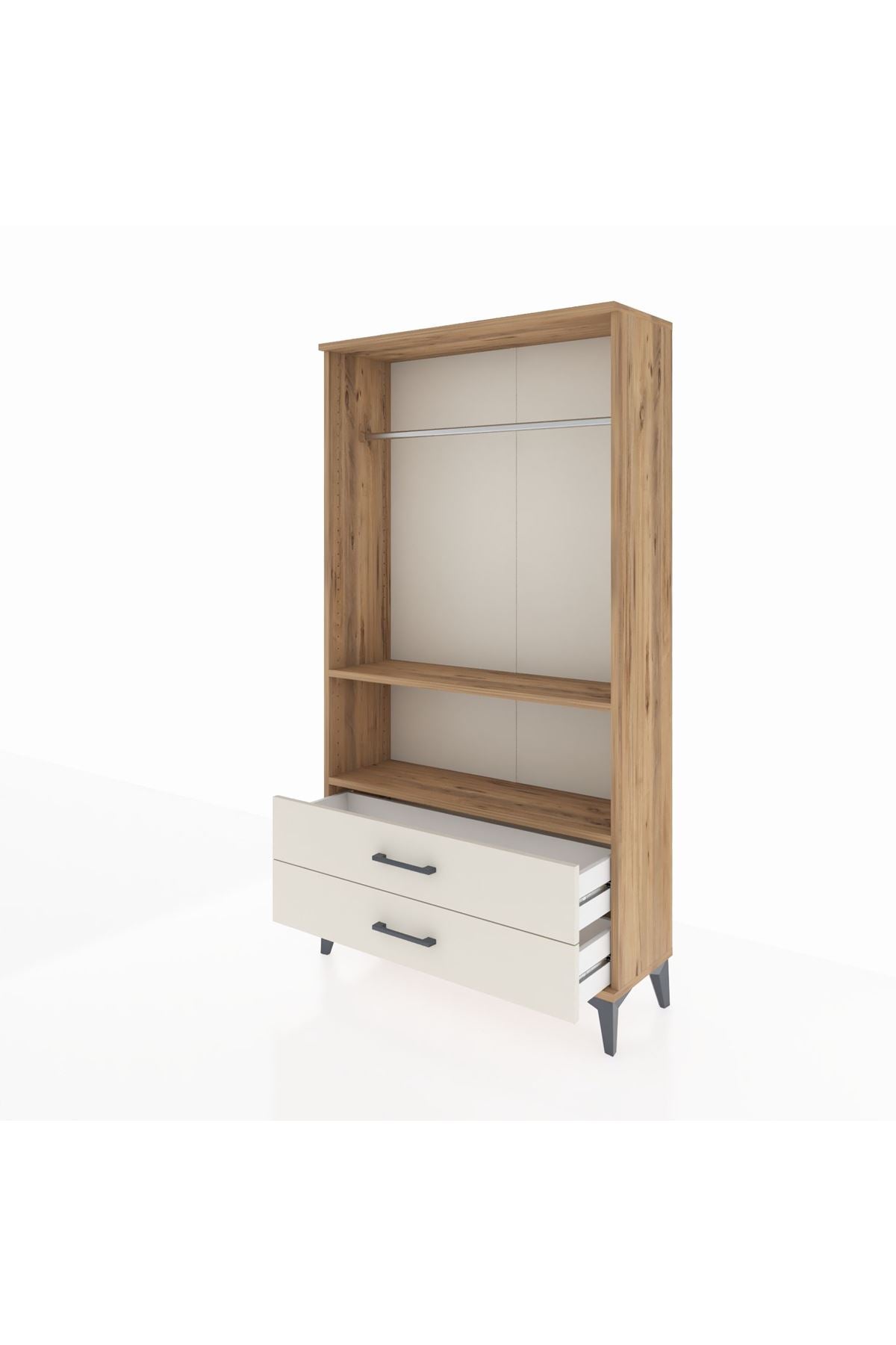 Arges Dolap 2 Raflı 2 Çekmeceli Tek Askılı 88x30x163 - S21M149V7A