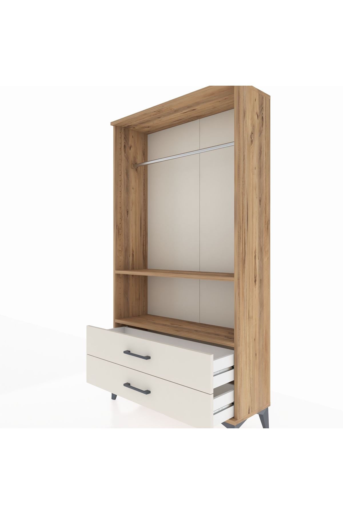 Arges Dolap 2 Raflı 2 Çekmeceli Tek Askılı 88x30x163 - S21M149V7A