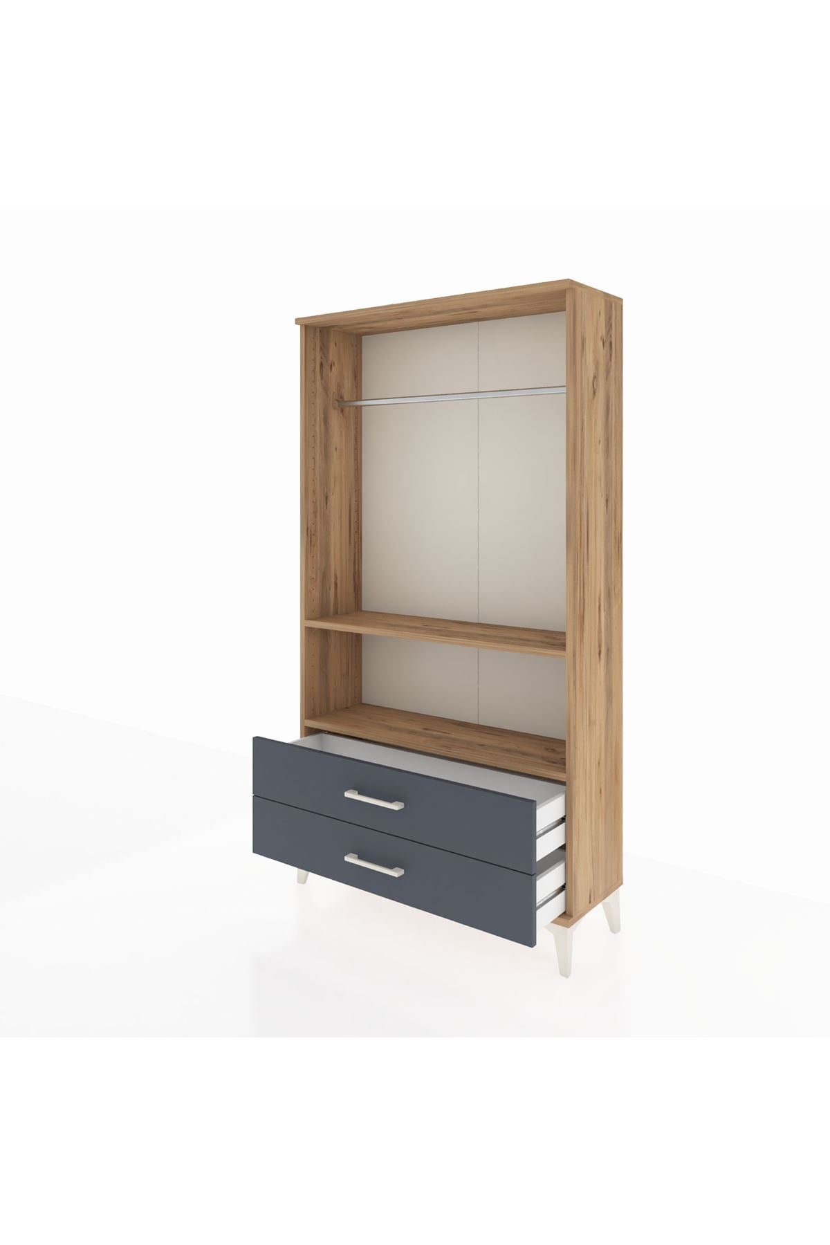 Arges Dolap 2 Raflı 2 Çekmeceli Tek Askılı 88x30x163 - S21M149V8A