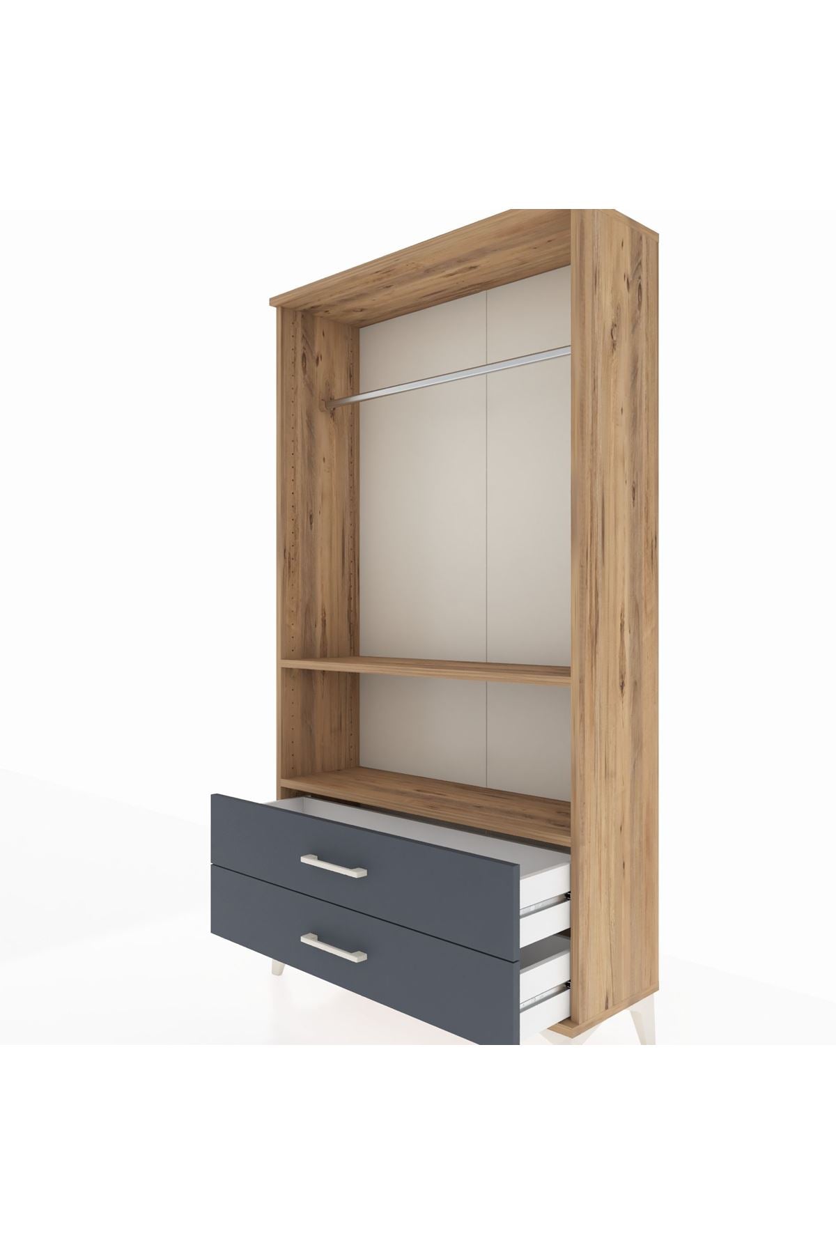 Arges Dolap 2 Raflı 2 Çekmeceli Tek Askılı 88x30x163 - S21M149V8A