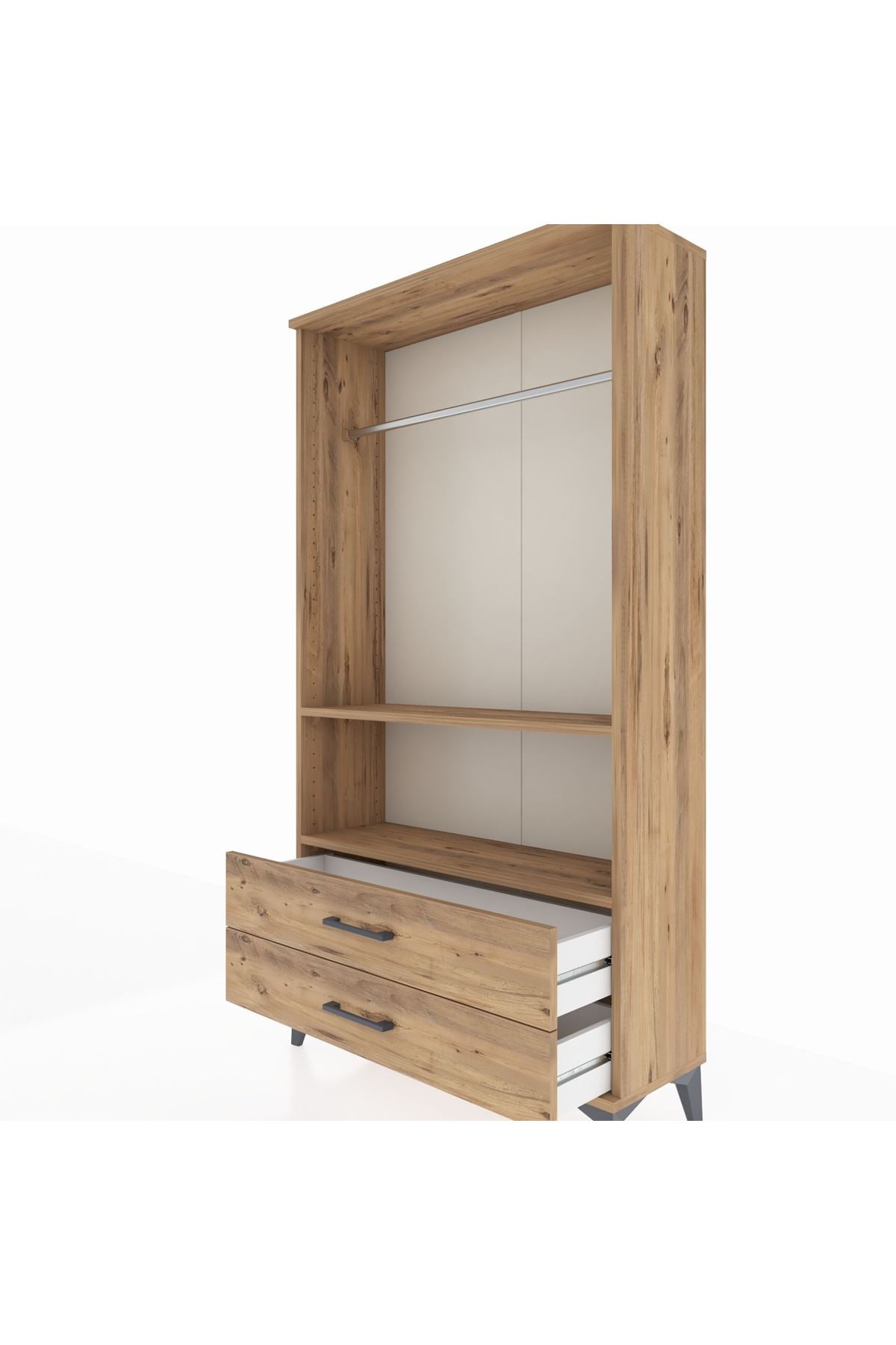 Arges Dolap 2 Raflı 2 Çekmeceli Tek Askılı 88x30x163 - S21M149V9A