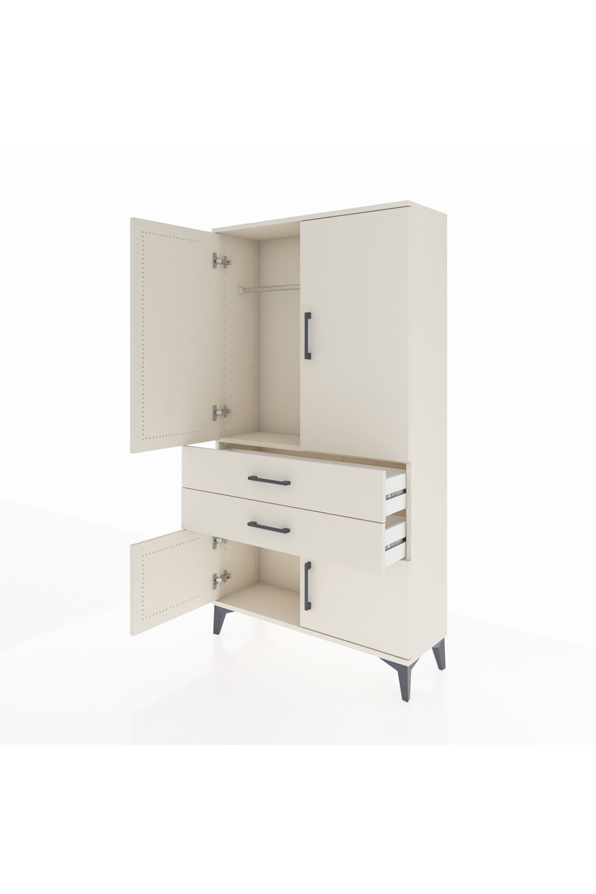 Arges Dolap Tek Raflı 2 Çekmeceli Tek Askılı 88x30x163 - S21M150V1A