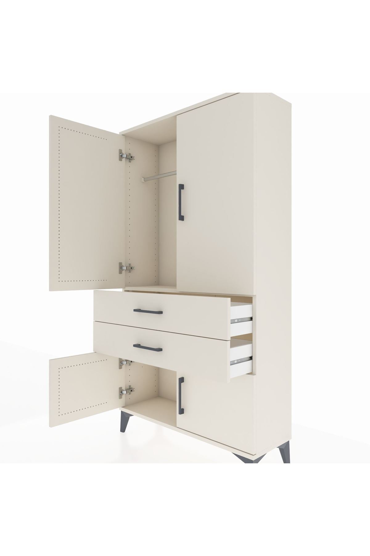Arges Dolap Tek Raflı 2 Çekmeceli Tek Askılı 88x30x163 - S21M150V1A