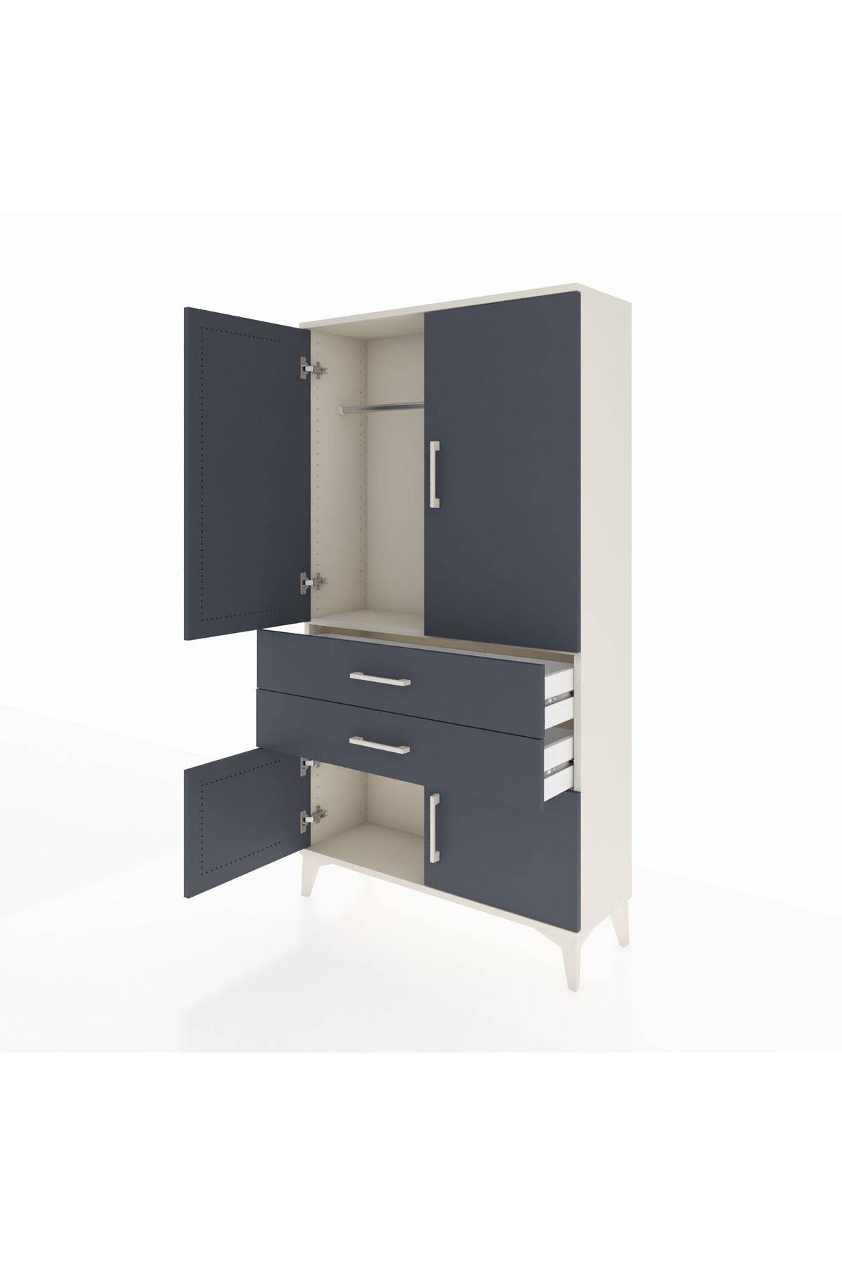 Arges Dolap Tek Raflı 2 Çekmeceli Tek Askılı 88x30x163 - S21M150V2A