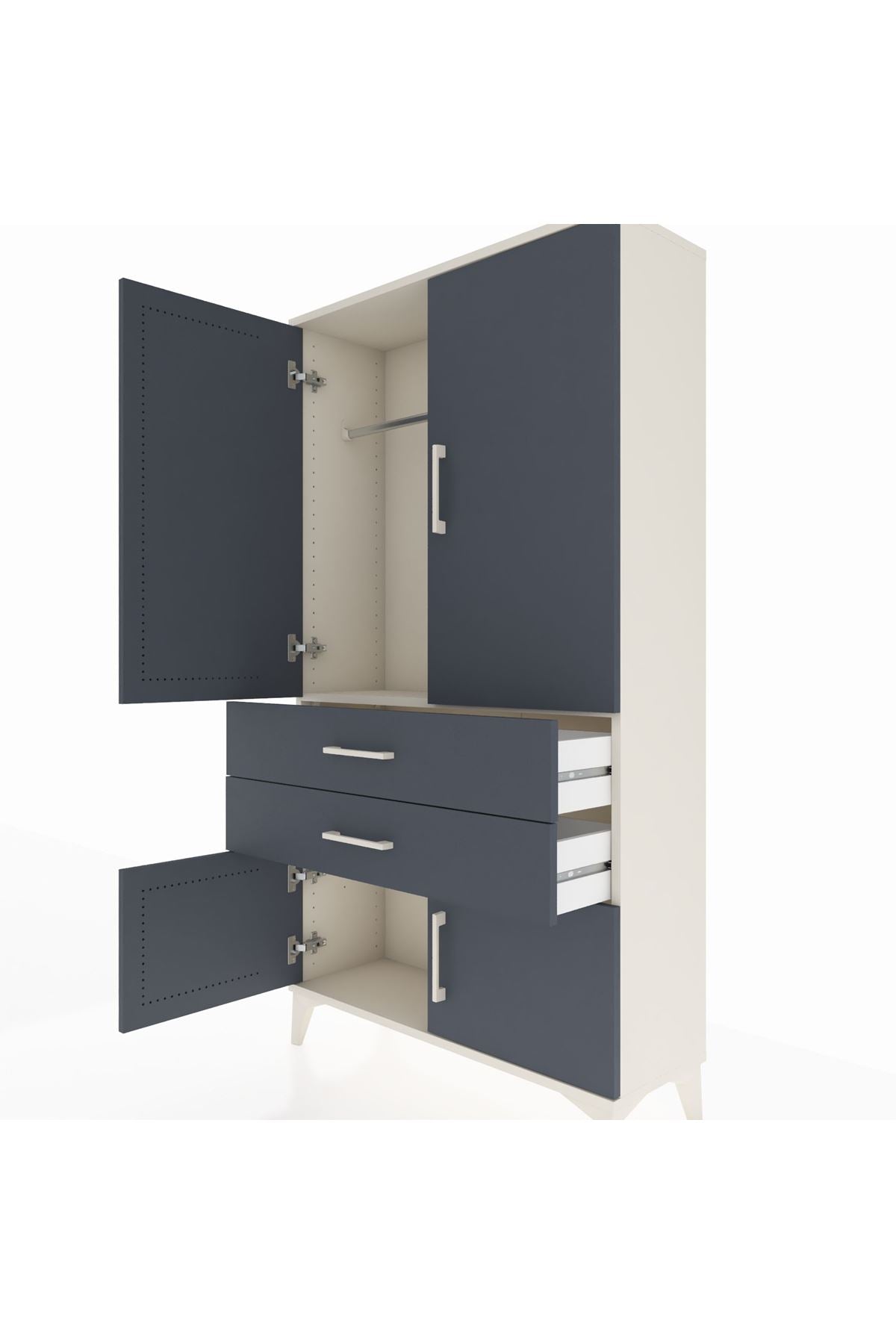 Arges Dolap Tek Raflı 2 Çekmeceli Tek Askılı 88x30x163 - S21M150V2A