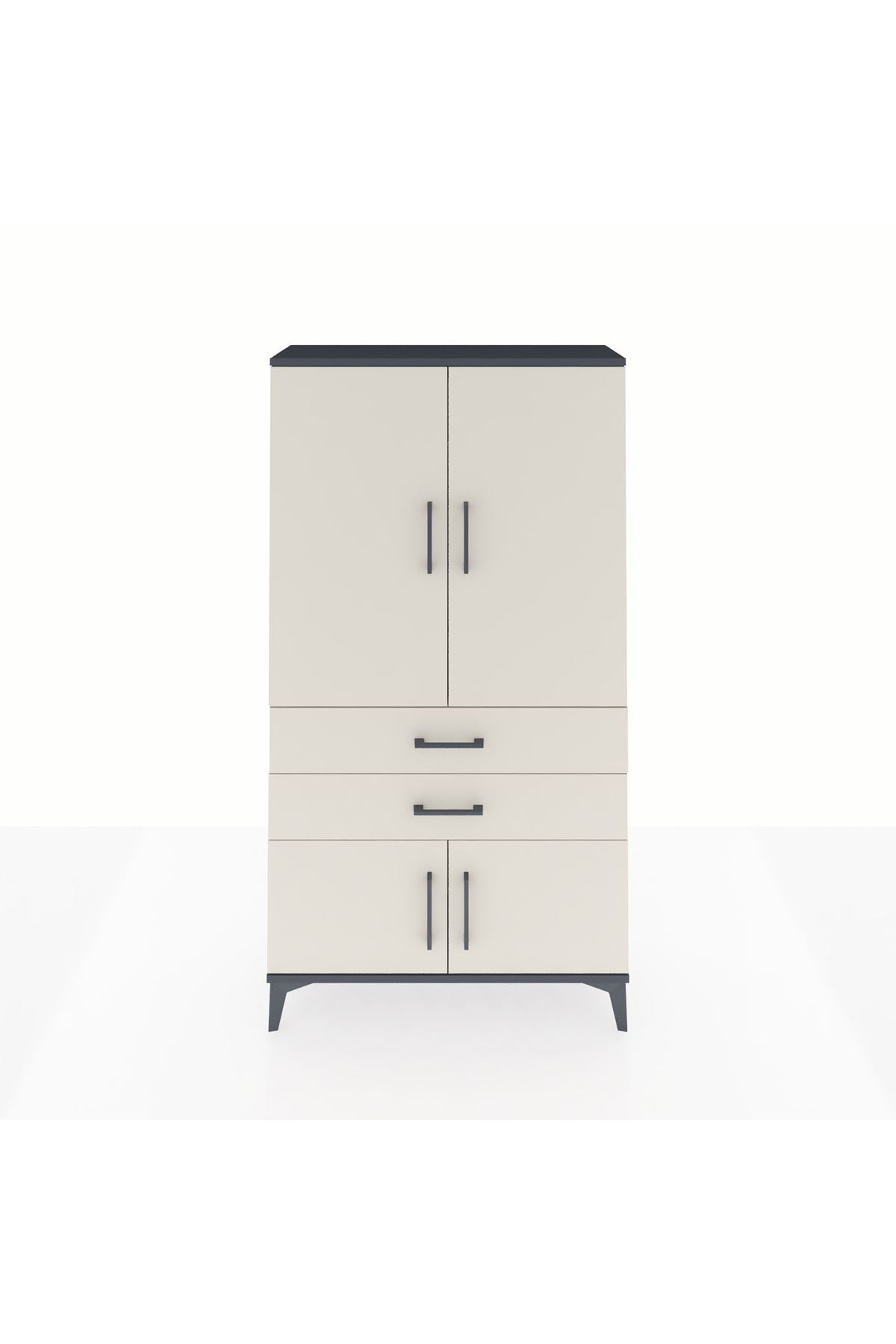Arges Dolap Tek Raflı 2 Çekmeceli Tek Askılı 88x30x163 - S21M150V4A