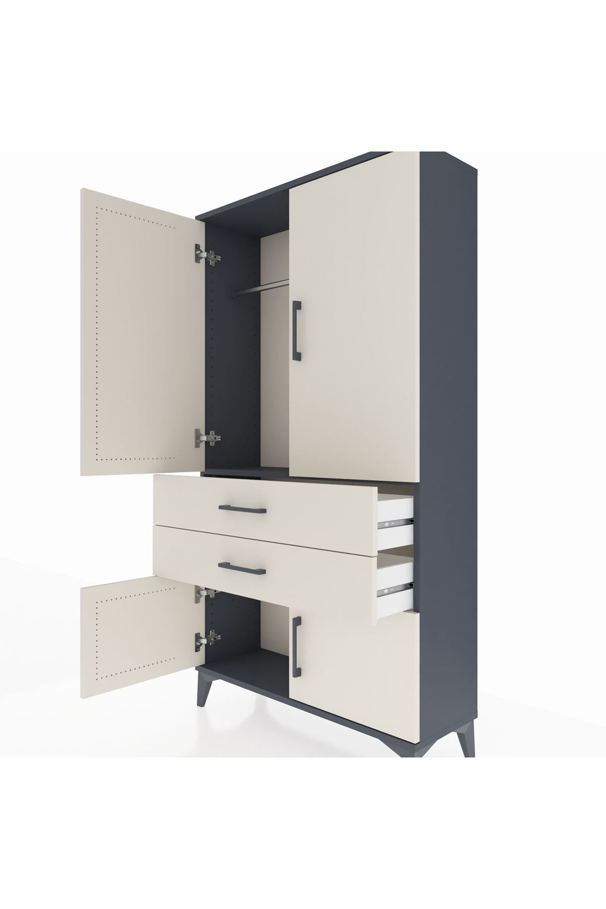 Arges Dolap Tek Raflı 2 Çekmeceli Tek Askılı 88x30x163 - S21M150V4A