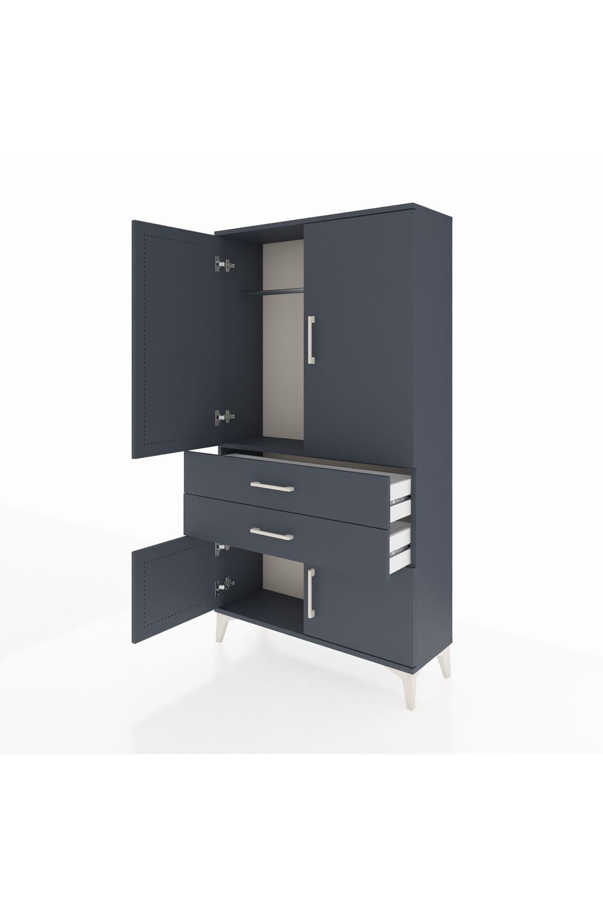 Arges Dolap Tek Raflı 2 Çekmeceli Tek Askılı 88x30x163 - S21M150V5A