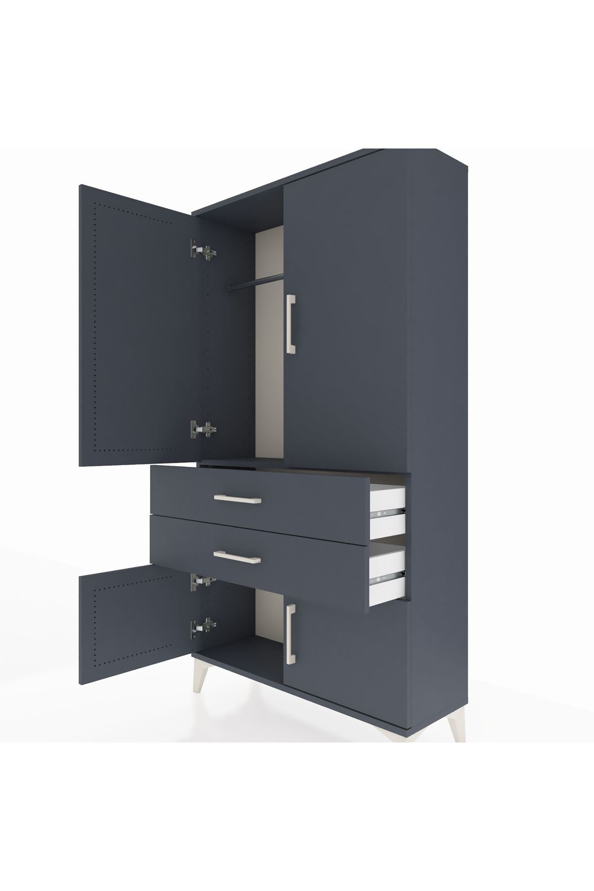 Arges Dolap Tek Raflı 2 Çekmeceli Tek Askılı 88x30x163 - S21M150V5A