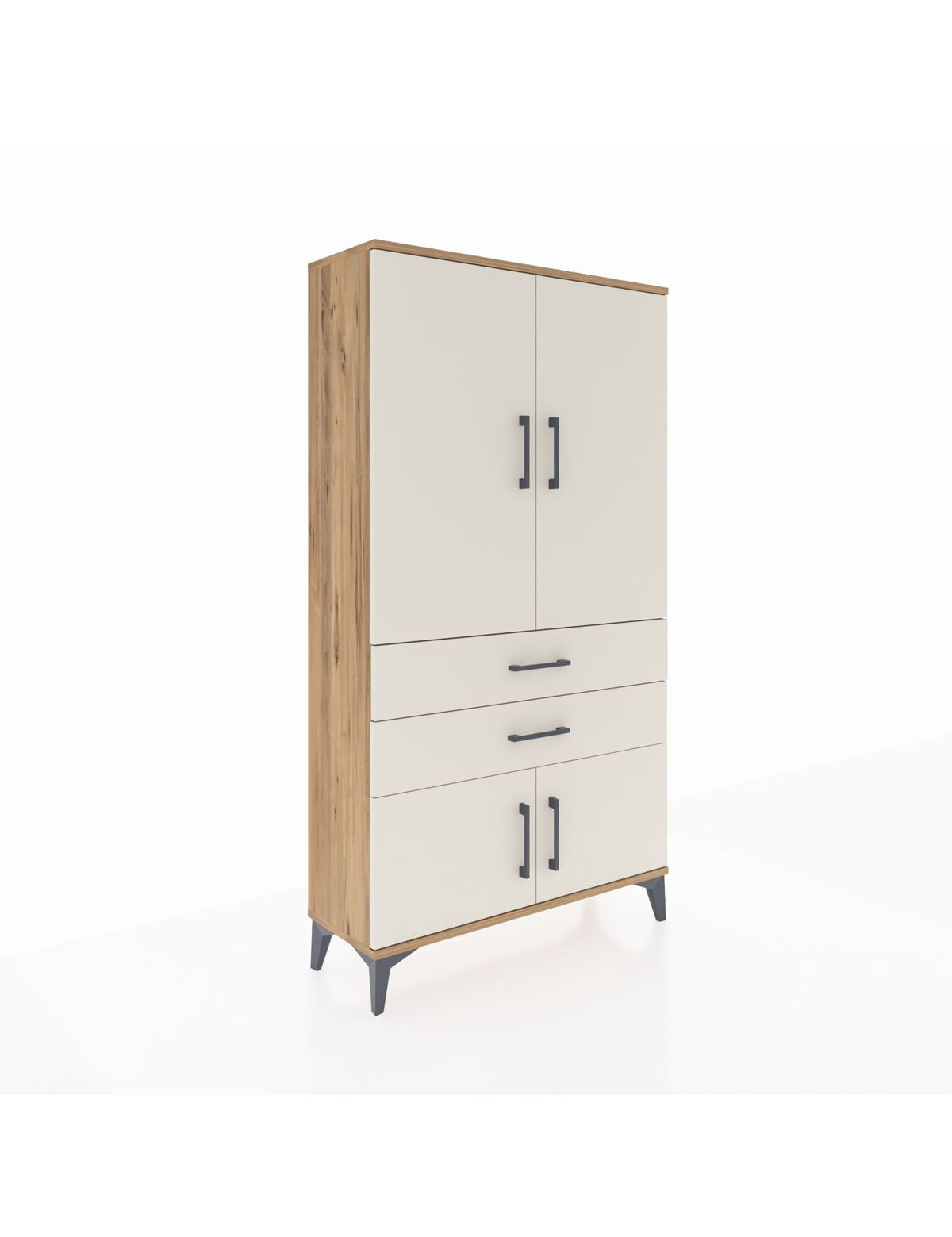 Arges Dolap Tek Raflı 2 Çekmeceli Tek Askılı 88x30x163 - S21M150V7A