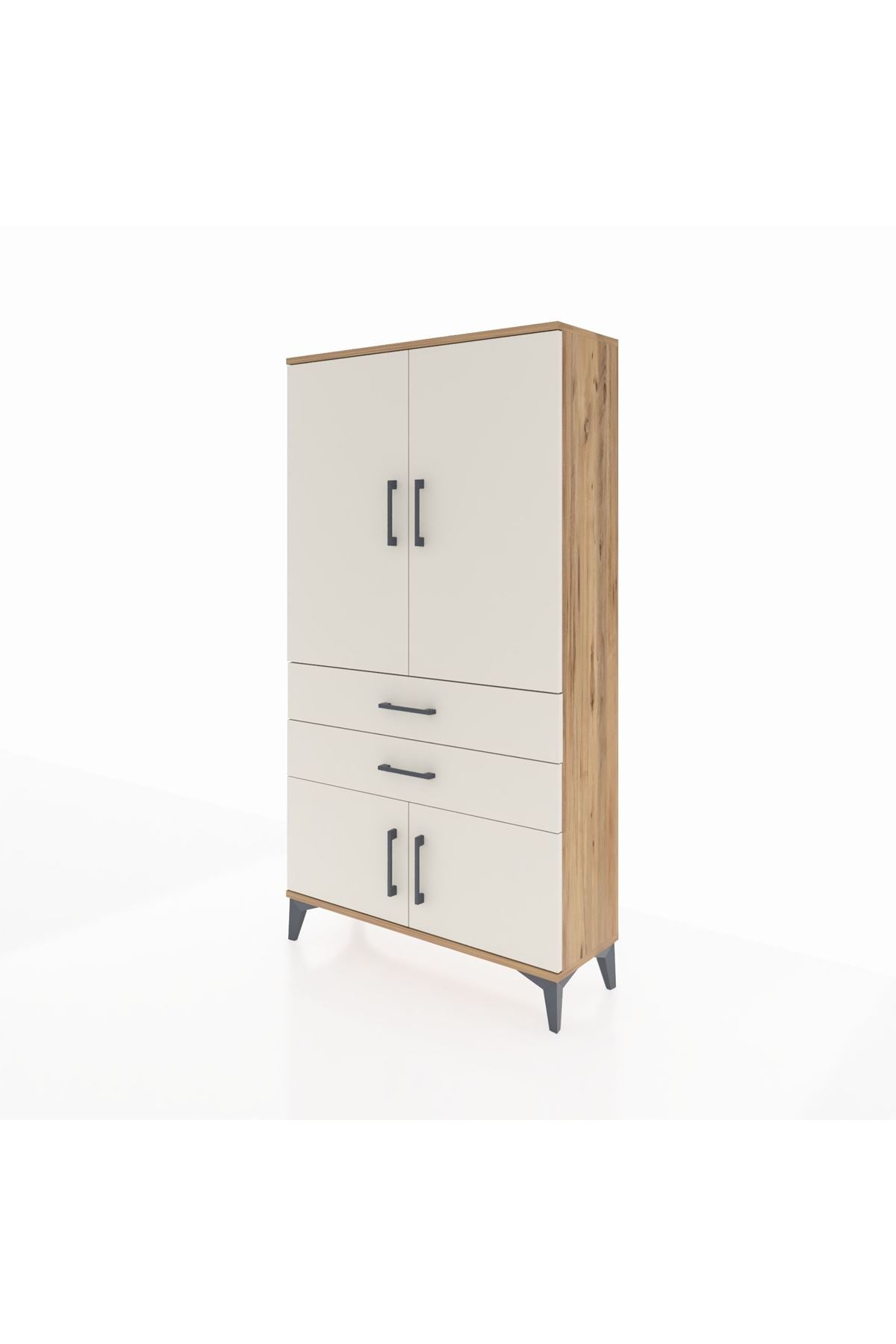 Arges Dolap Tek Raflı 2 Çekmeceli Tek Askılı 88x30x163 - S21M150V7A