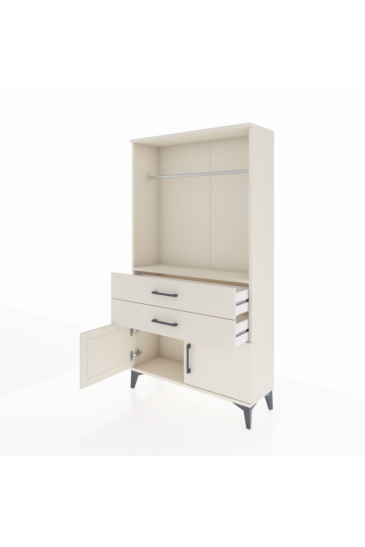 Arges Dolap Tek Raflı 2 Çekmeceli Tek Askılı 88x30x163 - S21M151V1A