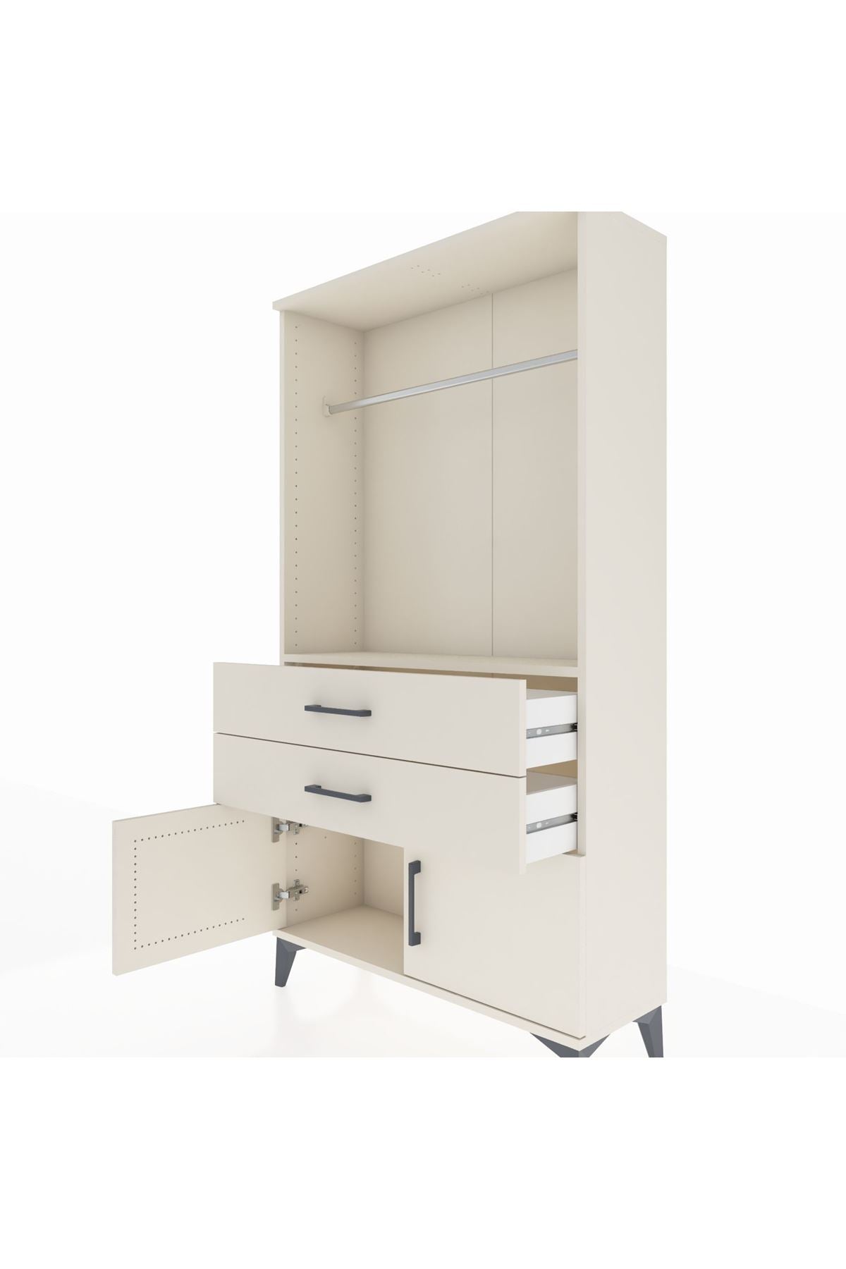 Arges Dolap Tek Raflı 2 Çekmeceli Tek Askılı 88x30x163 - S21M151V1A